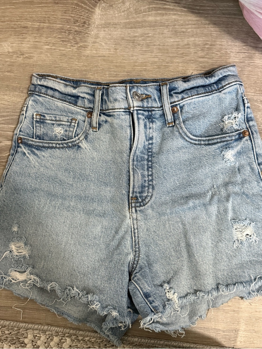 Express Light Blue Distressed Jean Shorts